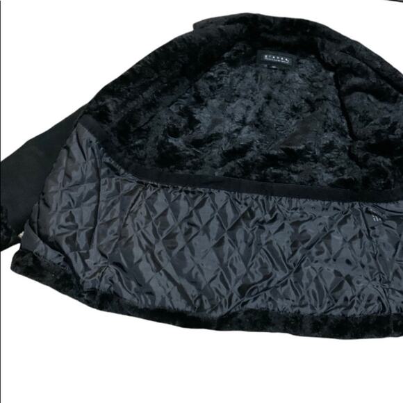 Giacca Black Vintage Suede Fur Coat Size Medium - Picture 5 of 8